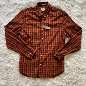 NWT J. Crew slim untucked organic cotton plaid shirt - orange & warm tones